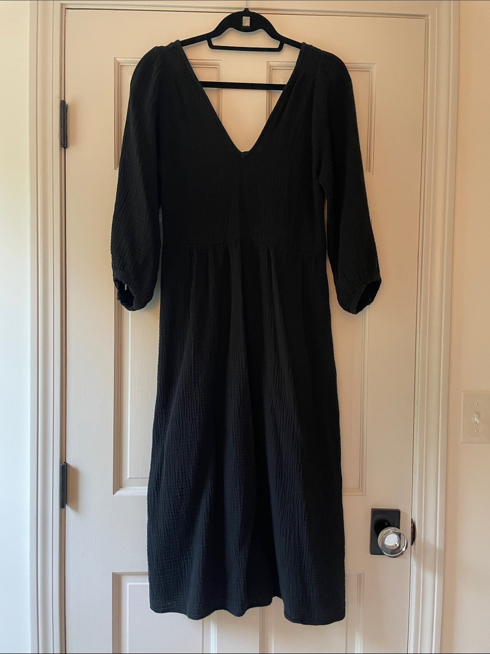 Madewell black gauze midi dress